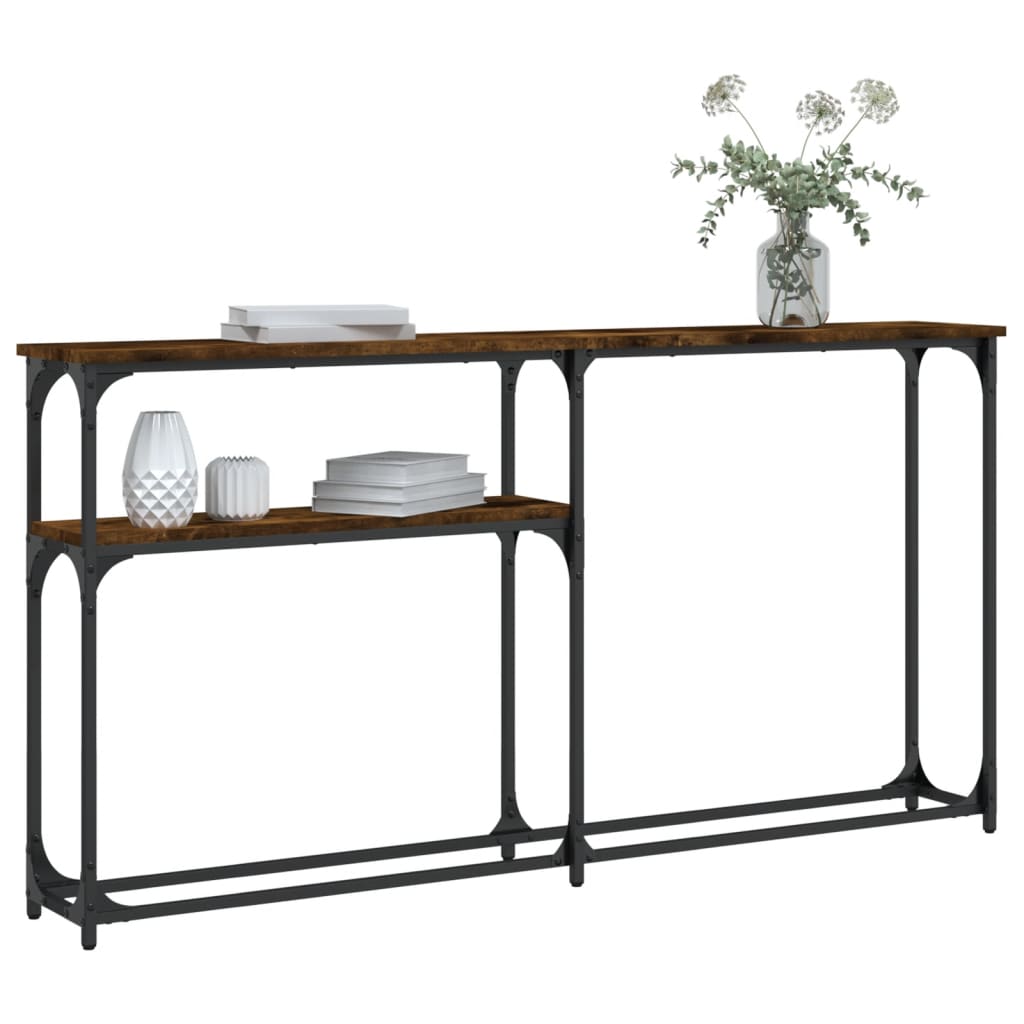 Console Table Smoked Oak 145x22.5x75 cm Engineered Wood