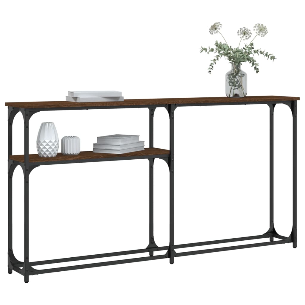 Console Table Brown Oak 145x22.5x75 cm Engineered Wood