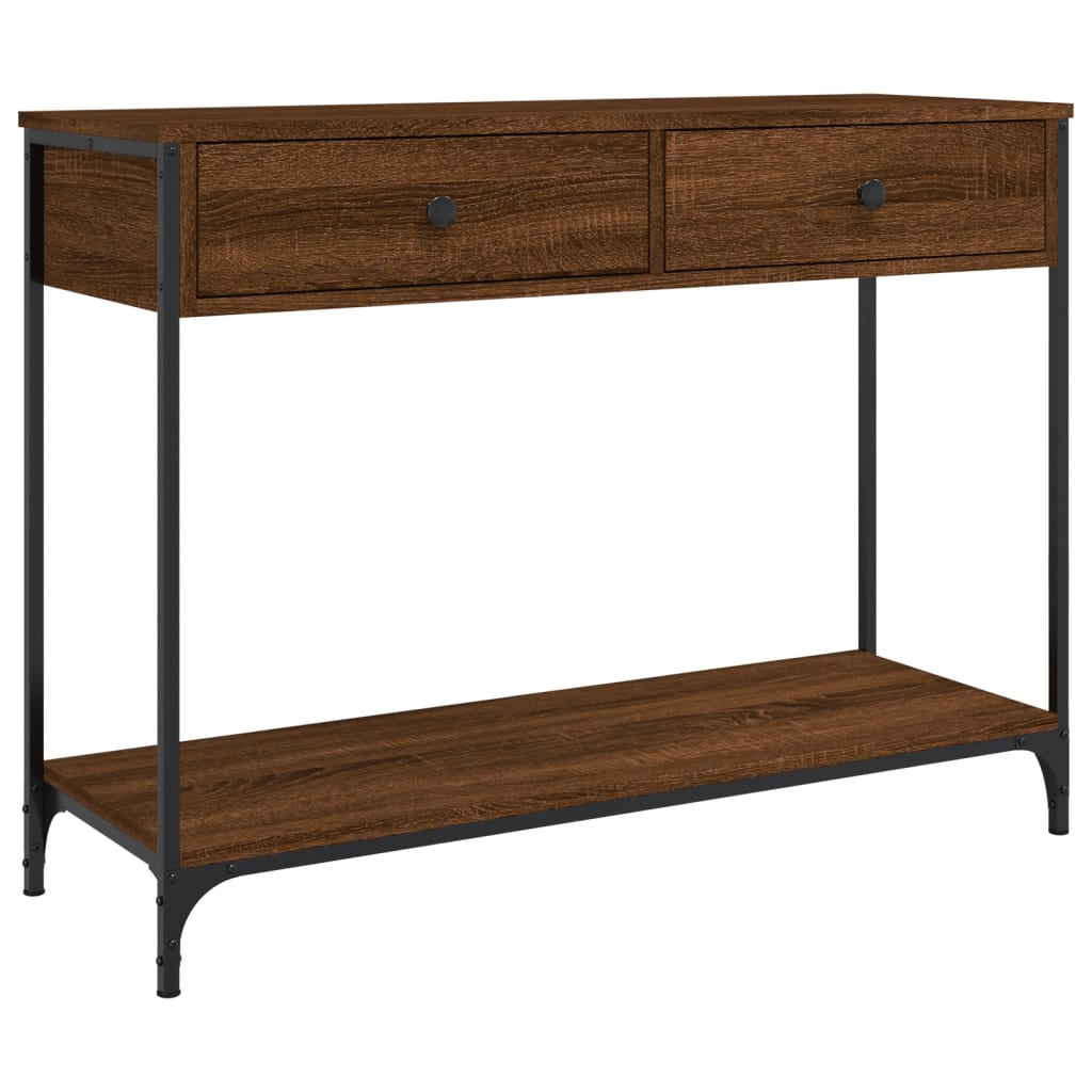 Console Table Brown Oak 100x34.5x75 cm Engineered Wood