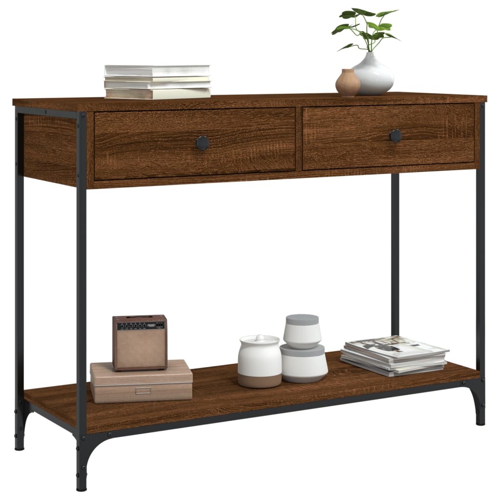 Console Table Brown Oak 100x34.5x75 cm Engineered Wood