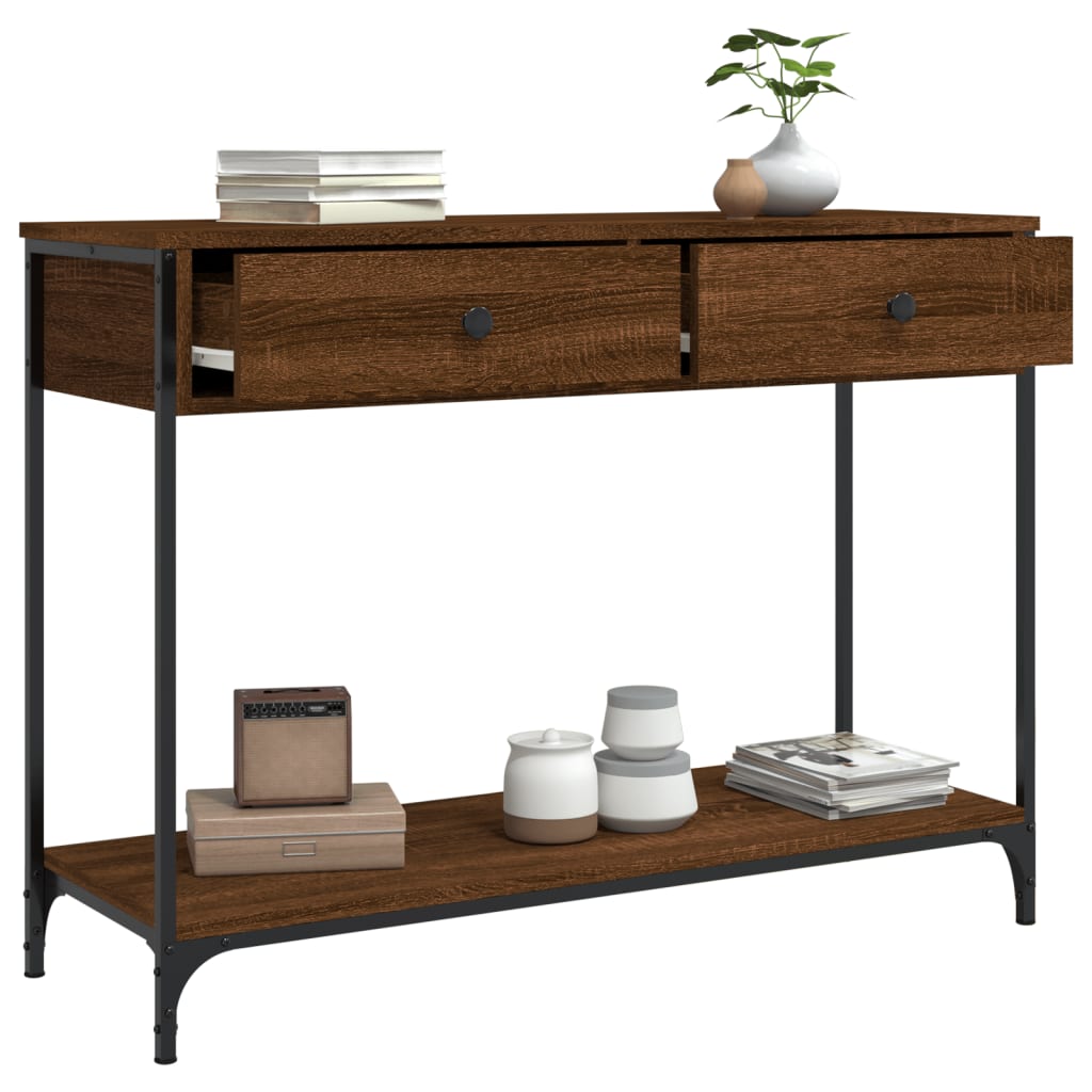 Console Table Brown Oak 100x34.5x75 cm Engineered Wood