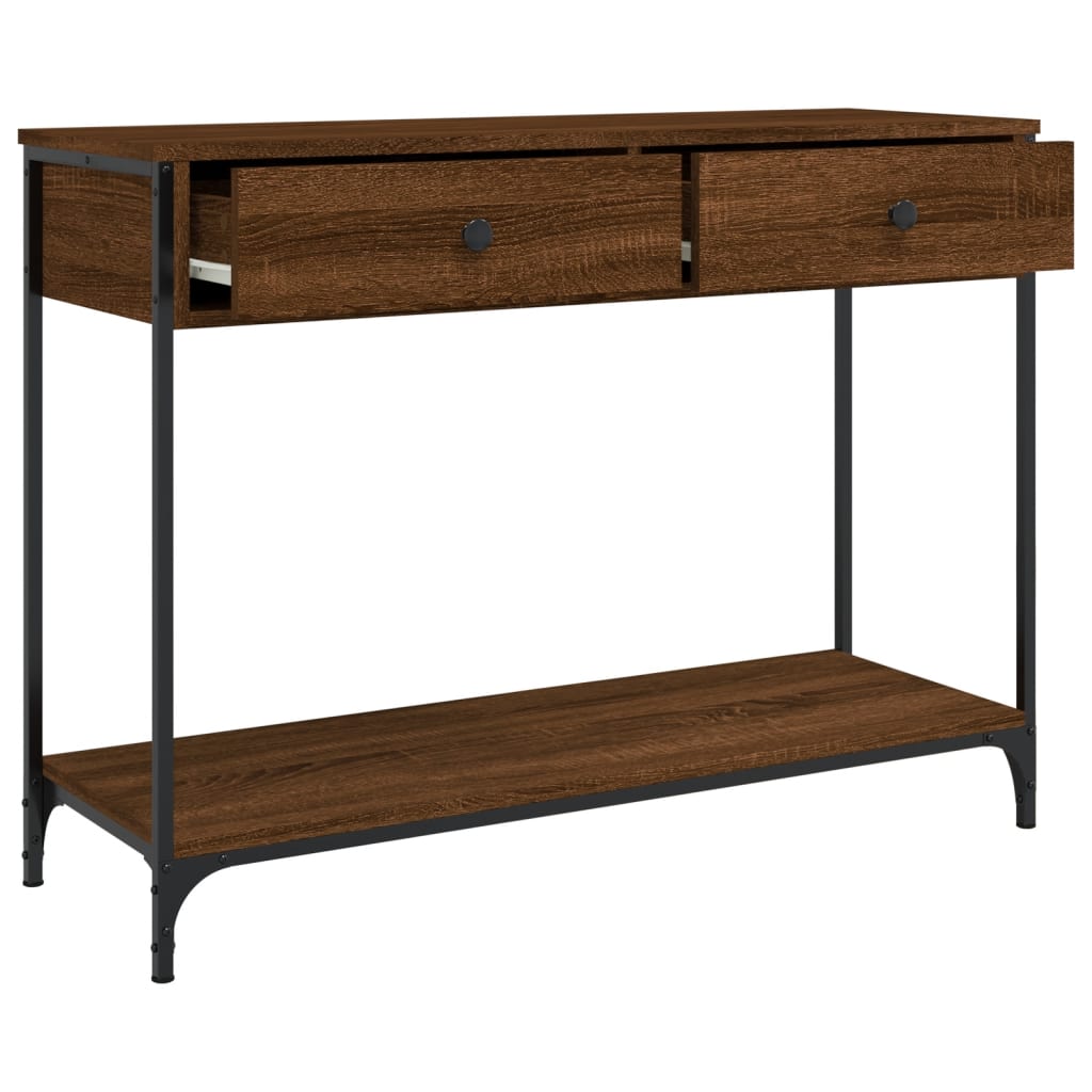 Console Table Brown Oak 100x34.5x75 cm Engineered Wood