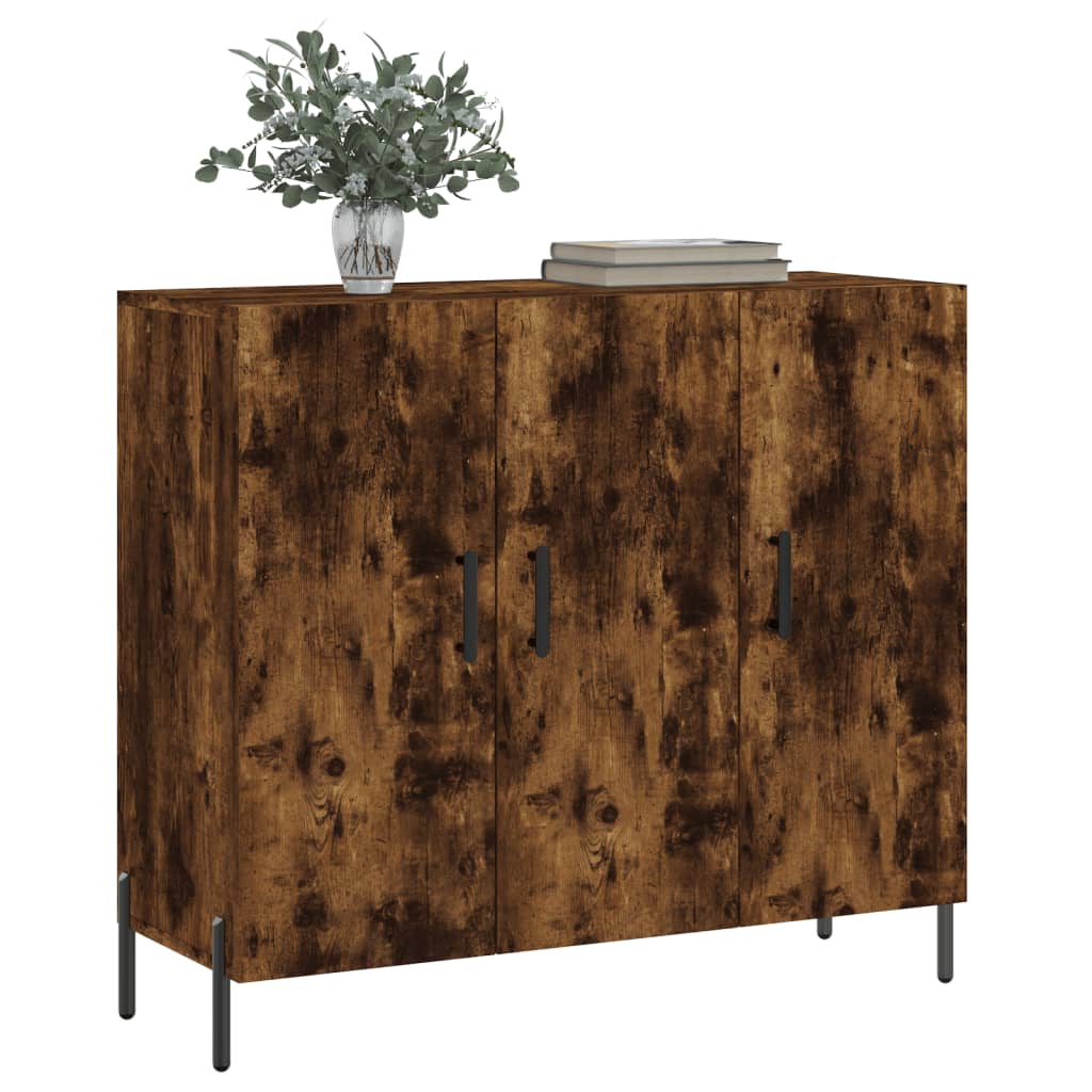 Sideboard Smoked Oak 90x34x80 cm Engineered Wood