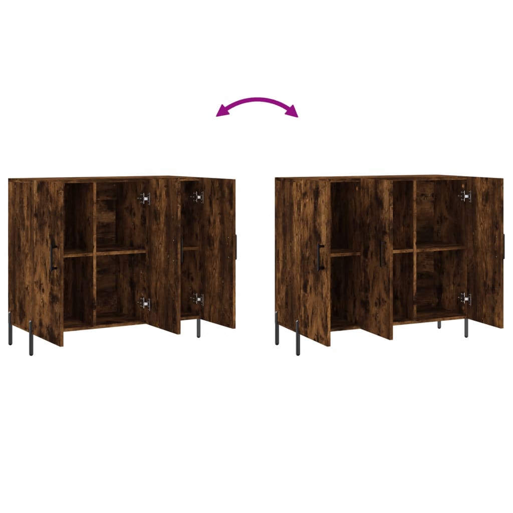 Sideboard Smoked Oak 90x34x80 cm Engineered Wood