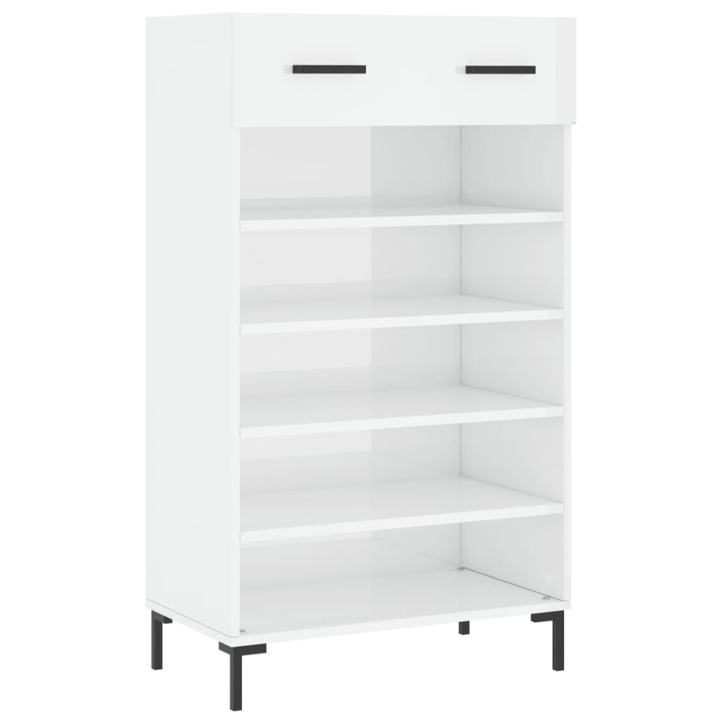 Shoe Cabinet High Gloss White 60x35x105 cm Engineered Wood