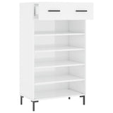 Shoe Cabinet High Gloss White 60x35x105 cm Engineered Wood