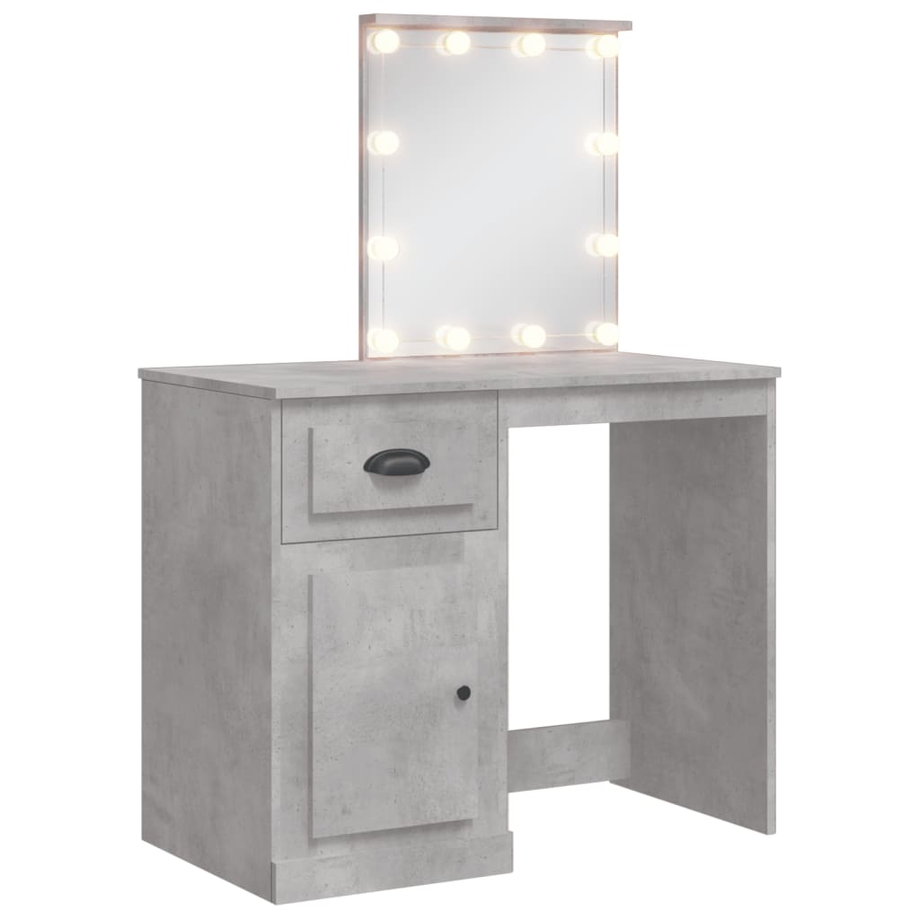 Dressing Table with LED Lights Concrete Grey 90x42x132.5 cm