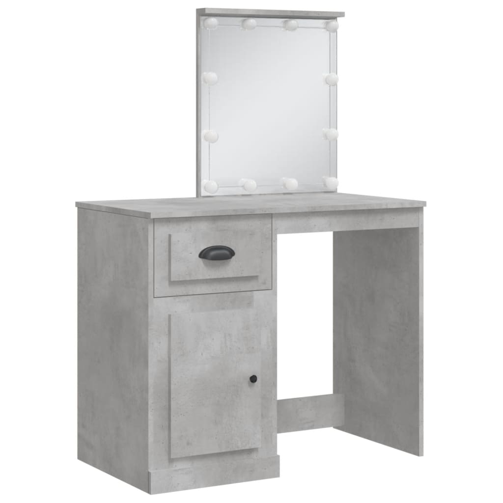 Dressing Table with LED Lights Concrete Grey 90x42x132.5 cm