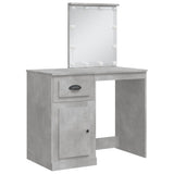 Dressing Table with LED Lights Concrete Grey 90x42x132.5 cm