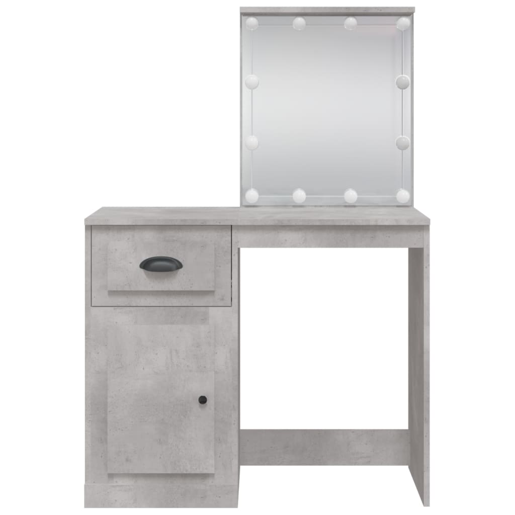 Dressing Table with LED Lights Concrete Grey 90x42x132.5 cm