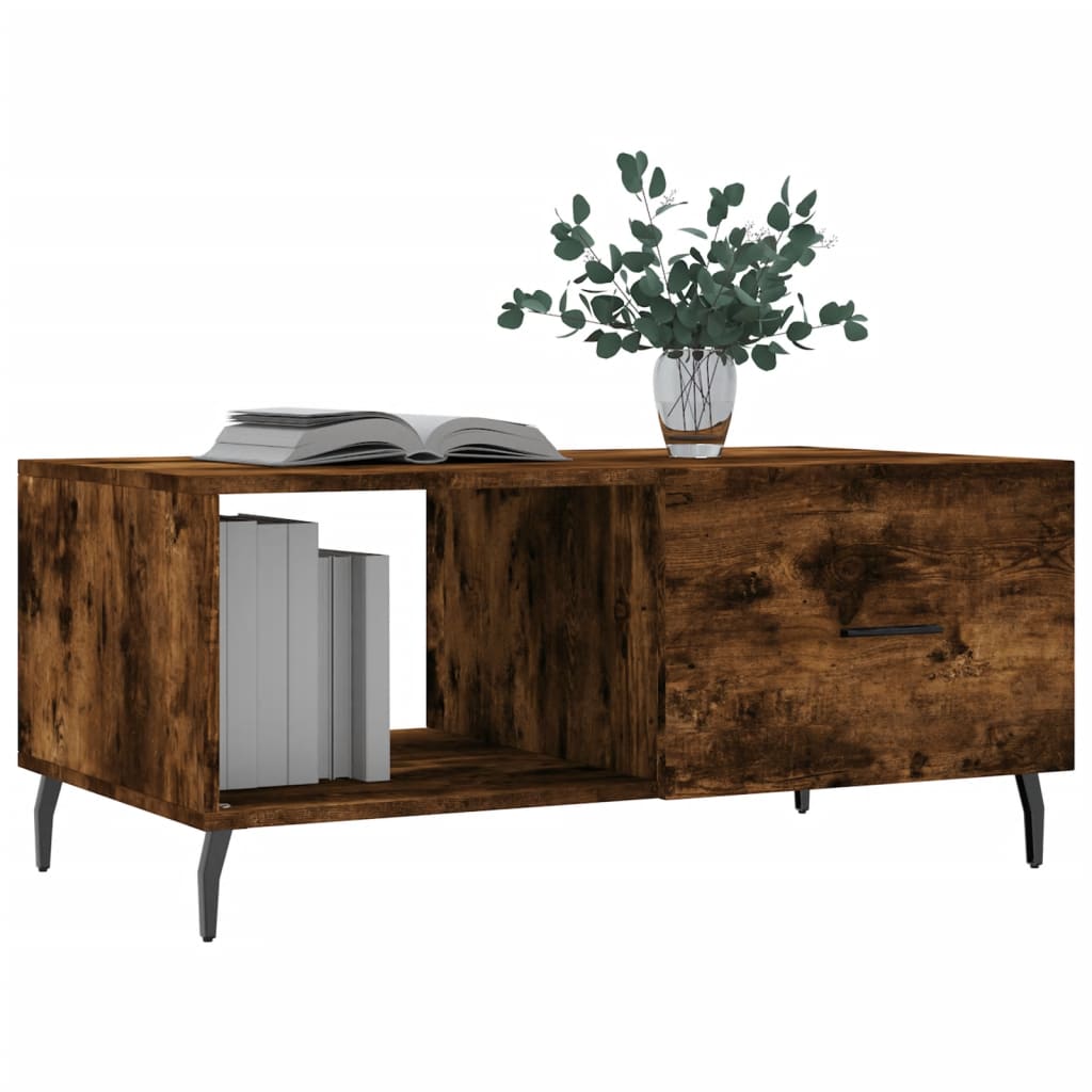 Coffee Table Smoked Oak 90x50x40 cm Engineered Wood