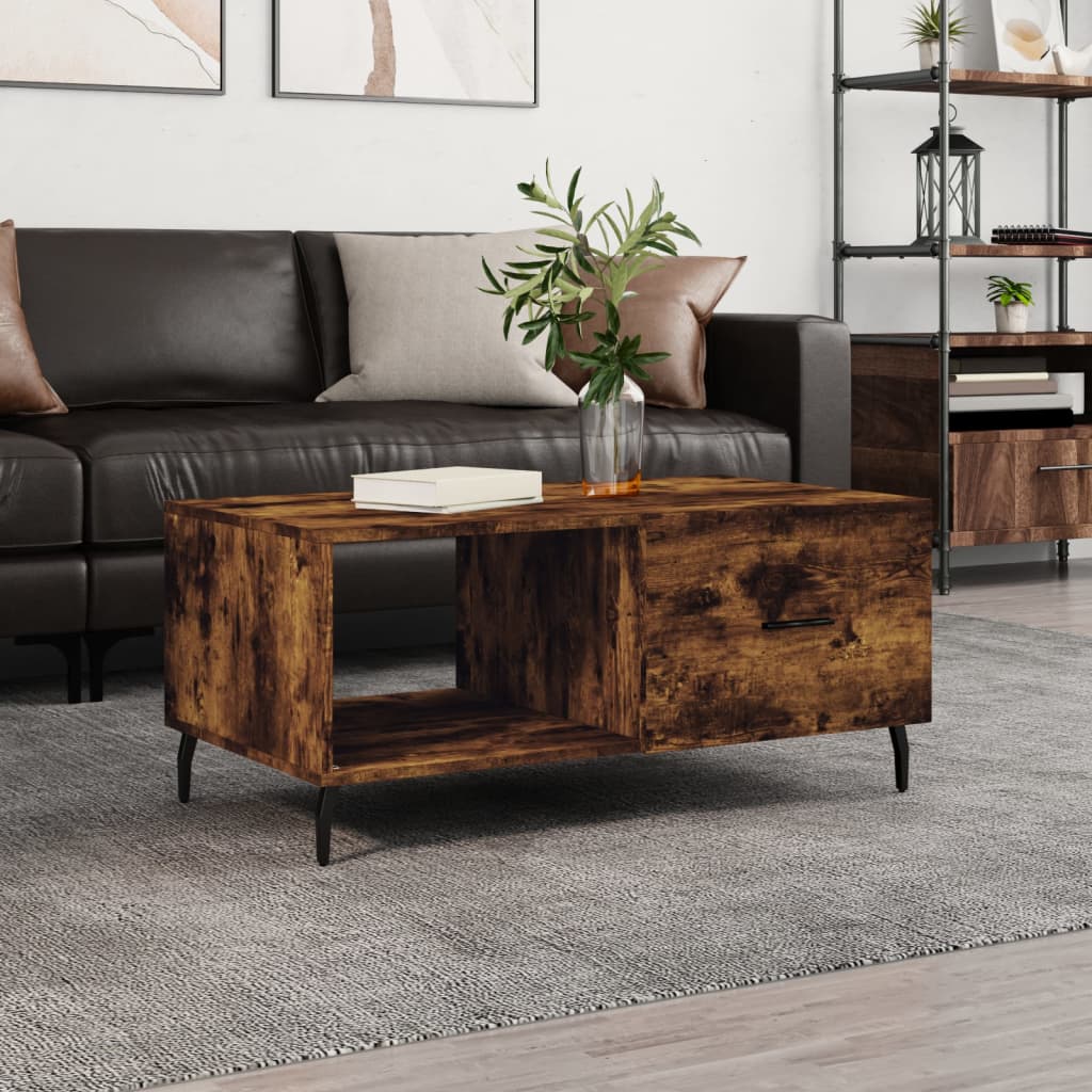 Coffee Table Smoked Oak 90x50x40 cm Engineered Wood