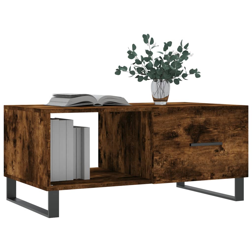 Coffee Table Smoked Oak 90x50x40 cm Engineered Wood