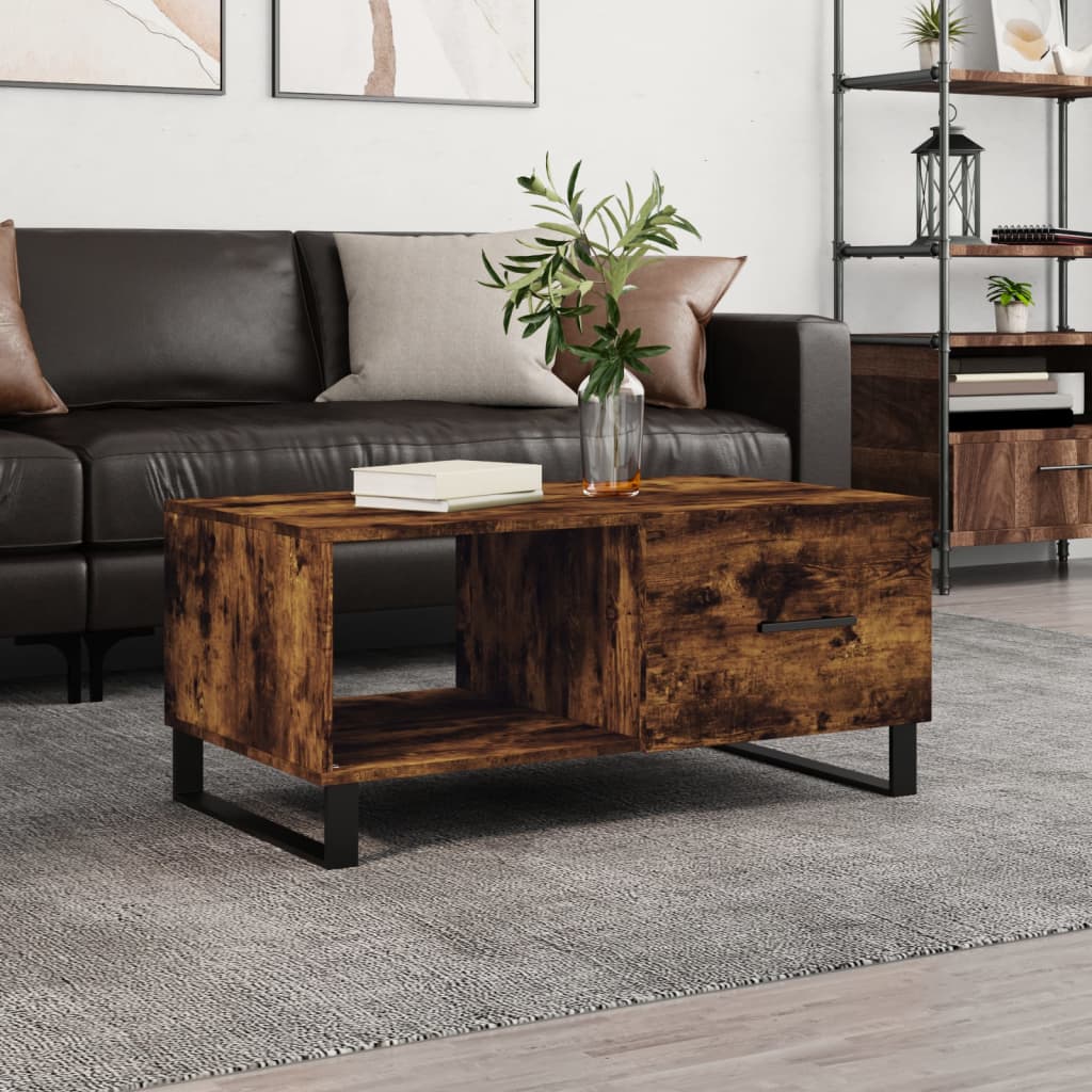 Coffee Table Smoked Oak 90x50x40 cm Engineered Wood