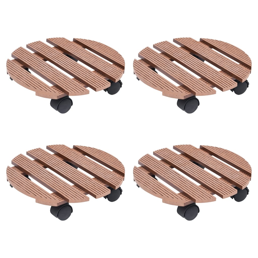 Plant Trolleys 4 pcs Brown Ø30x7,5 cm WPC