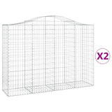 Arched Gabion Baskets 2 pcs 200x50x140/160 cm Galvanised Iron