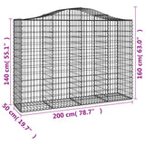 Arched Gabion Baskets 2 pcs 200x50x140/160 cm Galvanised Iron