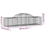 Arched Gabion Baskets 2 pcs 200x50x40/60 cm Galvanised Iron
