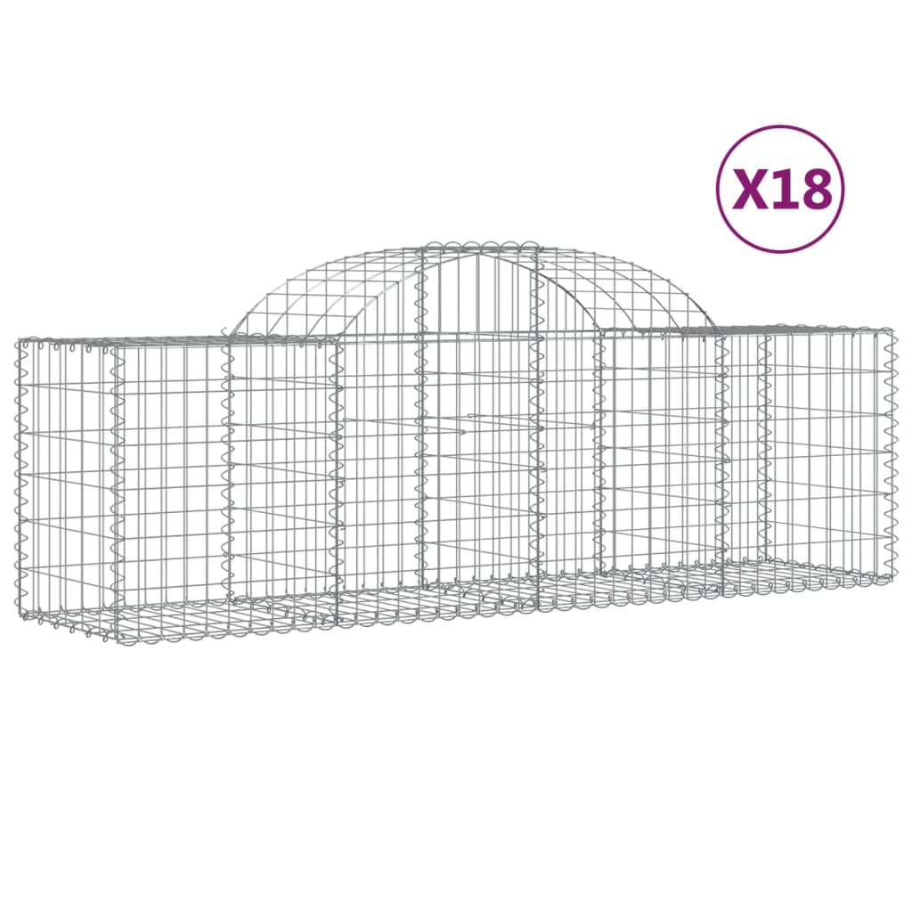 Arched Gabion Baskets 18 pcs 200x50x60/80 cm Galvanised Iron