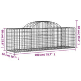 Arched Gabion Baskets 18 pcs 200x50x60/80 cm Galvanised Iron