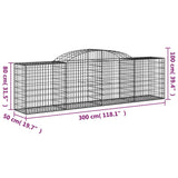 Arched Gabion Baskets 9 pcs 300x50x80/100 cm Galvanised Iron