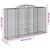 Arched Gabion Baskets 5 pcs 300x50x180/200 cm Galvanised Iron