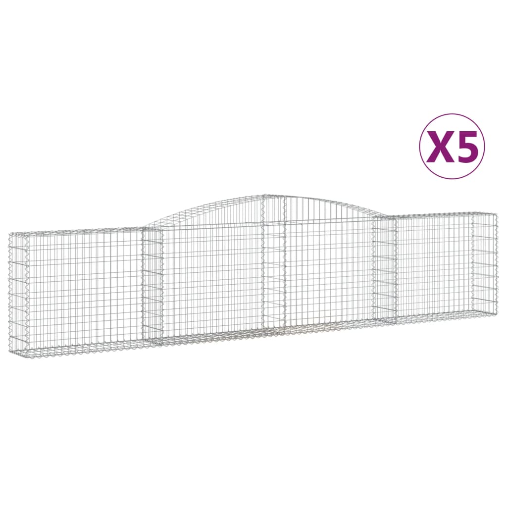 Arched Gabion Baskets 5 pcs 400x30x80/100 cm Galvanised Iron