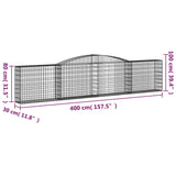 Arched Gabion Baskets 5 pcs 400x30x80/100 cm Galvanised Iron