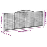 Arched Gabion Baskets 4 pcs 400x30x140/160 cm Galvanised Iron