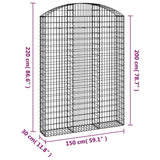 Arched Gabion Basket 150x30x200/220 cm Galvanised Iron