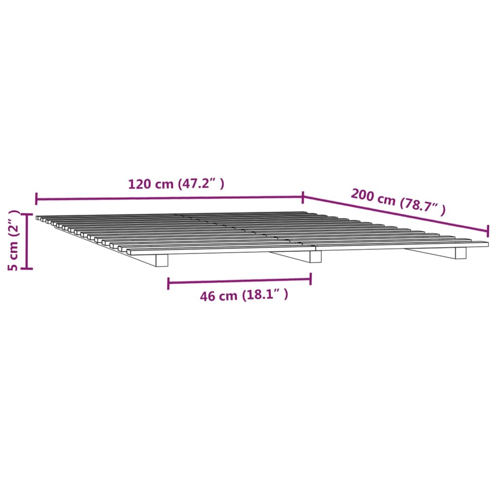 Bed Frame without Mattress White 120x200 cm Solid Wood Pine