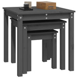 Nesting Tables 3 pcs Grey Solid Wood Pine