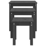 Nesting Tables 3 pcs Grey Solid Wood Pine