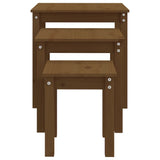 Nesting Tables 3 pcs Honey Brown Solid Wood Pine