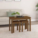 Nesting Tables 3 pcs Honey Brown Solid Wood Pine