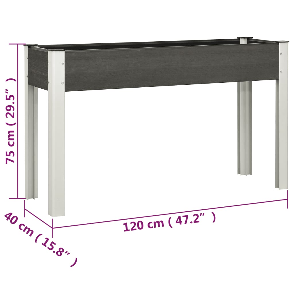 Garden Raised Bed Grey 120x40x75 cm WPC