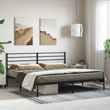 Metal Bed Frame without Mattress with Headboard Black 200x200cm