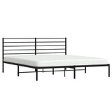 Metal Bed Frame without Mattress with Headboard Black 200x200cm