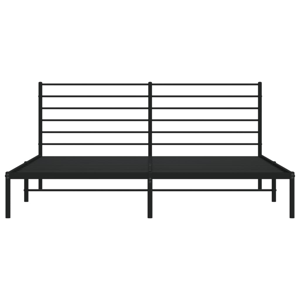 Metal Bed Frame without Mattress with Headboard Black 200x200cm