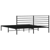 Metal Bed Frame without Mattress with Headboard Black 200x200cm