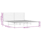 Metal Bed Frame without Mattress with Headboard Black 200x200cm