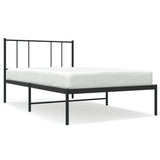 Metal Bed Frame without Mattress with Headboard Black 107x203cm