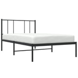 Metal Bed Frame without Mattress with Headboard Black 107x203cm