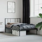 Metal Bed Frame without Mattress with Headboard Black 107x203cm