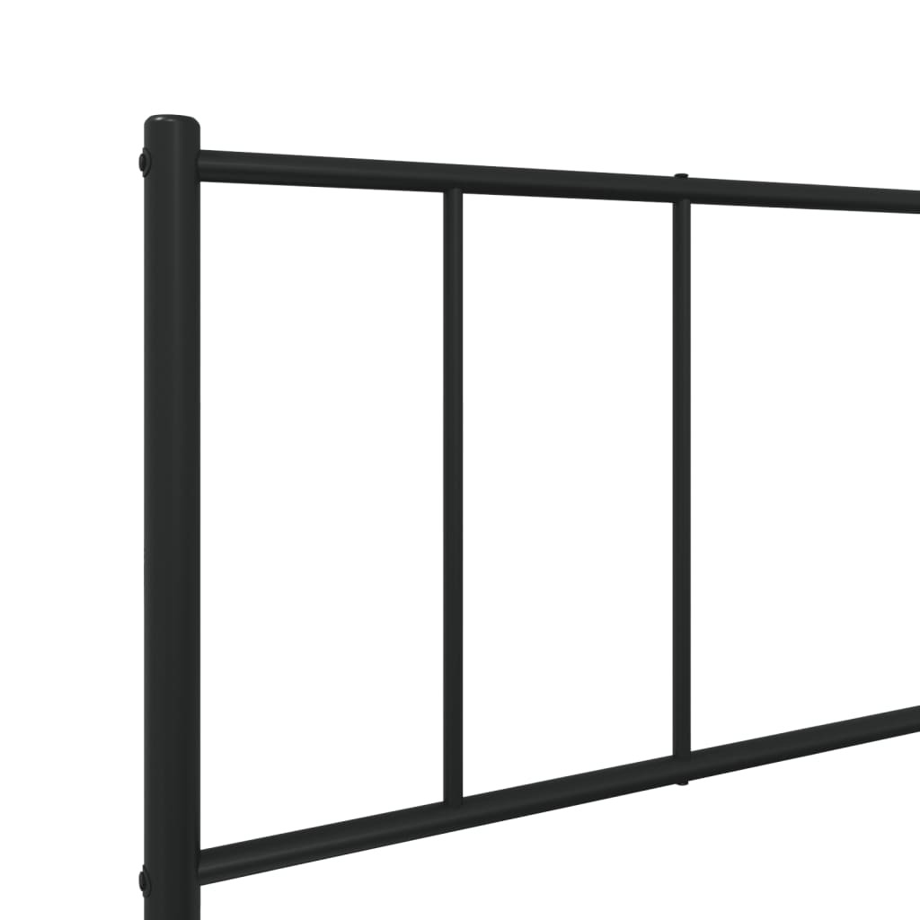 Metal Bed Frame without Mattress with Headboard Black 107x203cm
