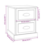 Bedside Cabinet Smoked Oak 39x39x47.5 cm Engineered Wood
