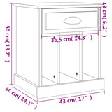 Bedside Cabinet White 43x36x50 cm
