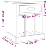 Bedside Cabinet Black 43x36x50 cm