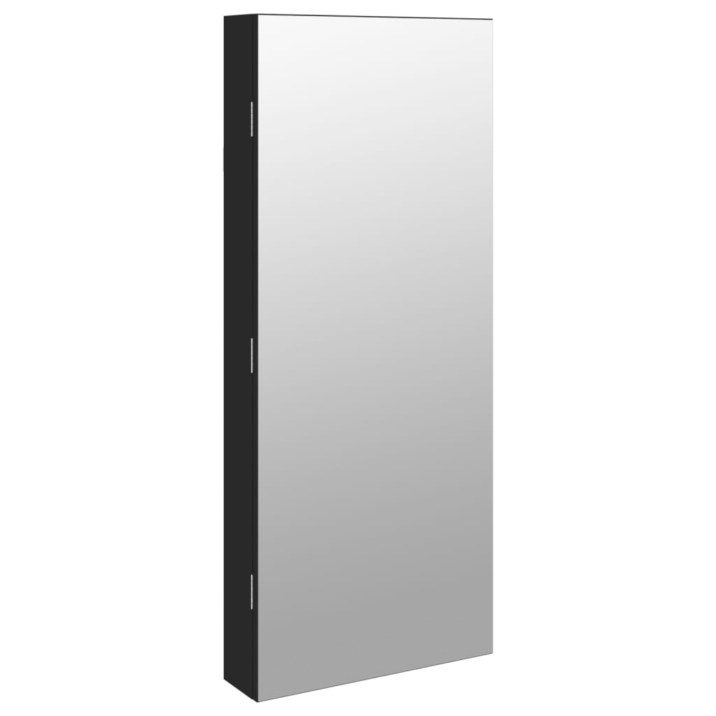 Mirror Jewellery Cabinet with LED Lights Wall Mounted Black