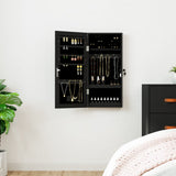 Mirror Jewellery Cabinet with LED Lights Wall Mounted Black
